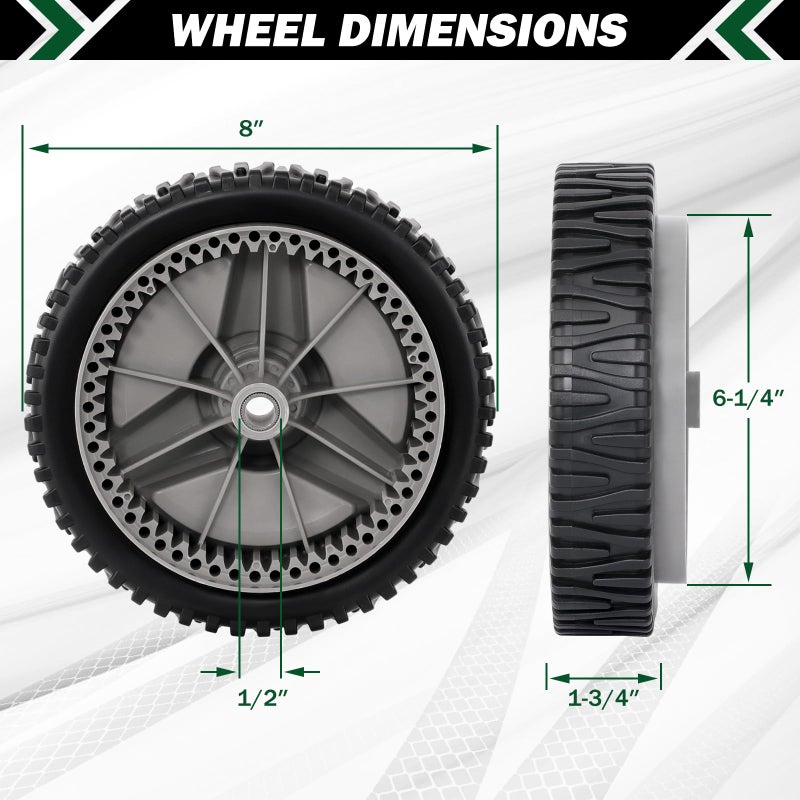 CheeMuii 532401274 Lawn Mower Wheels 2 Pcs 8"" Push Mower Front Drive Wheels Replace for 401274X460 401274 532411081 Fit for HU700F Self Propelled Lawn Mower Tractor - Image 4